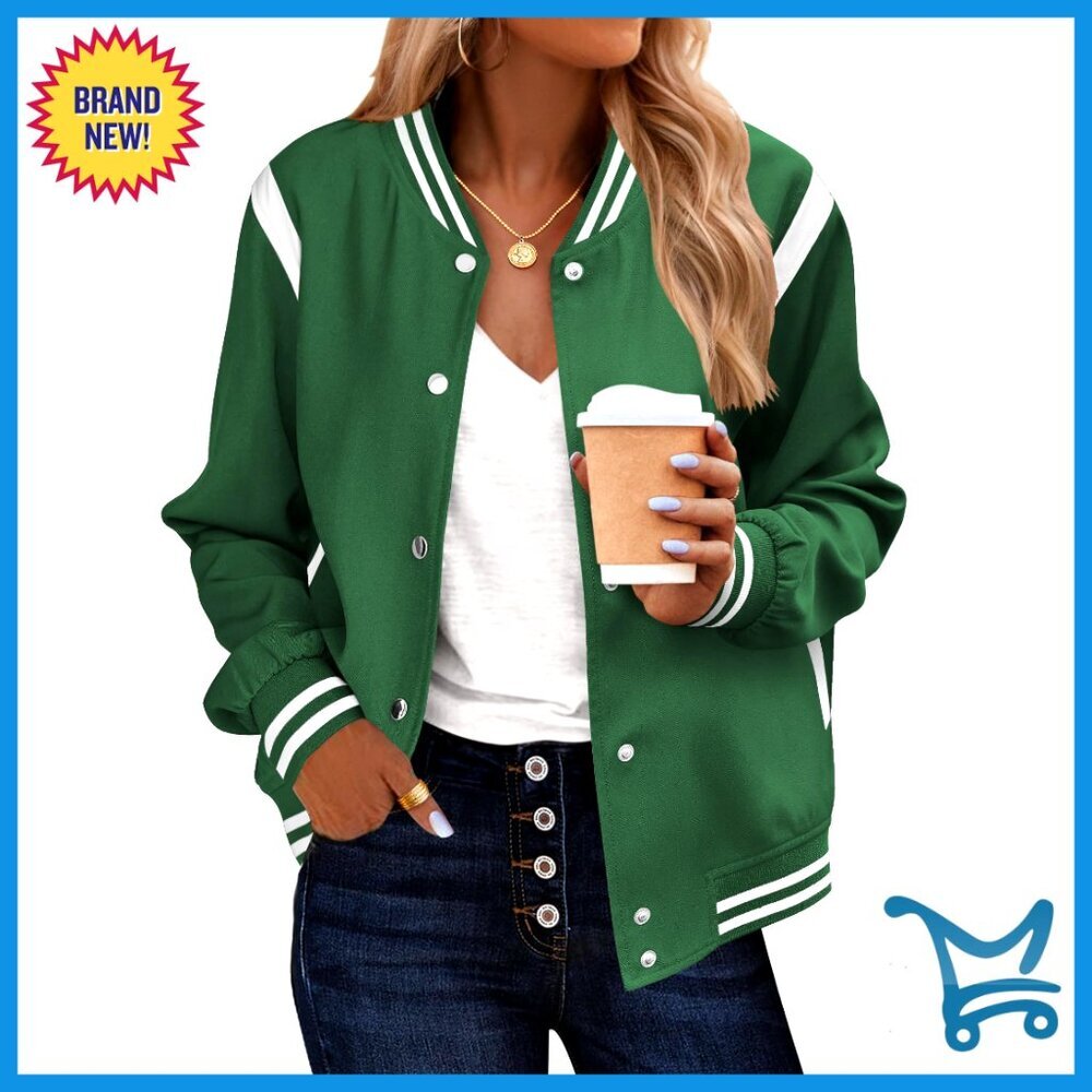 Lightweight Bomber Jacket with Snap Buttons and Pockets for Spring